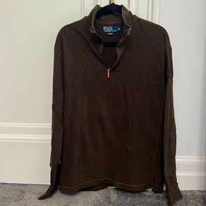 Polo quarter zip men’s pull over brown very lightly worn.